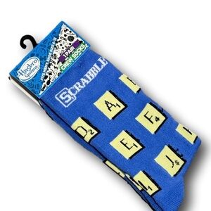 Hasbro Scrabble Letter Pattern Blue Socks